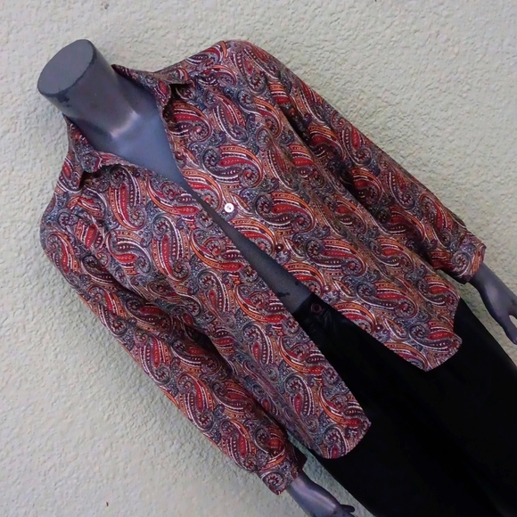 PINS AND NEEDLES (USA) LADIES VINTAGE PAISLEY BLOUSE/BUTTON DOWN LUXURY TOP - Picture 9 of 17